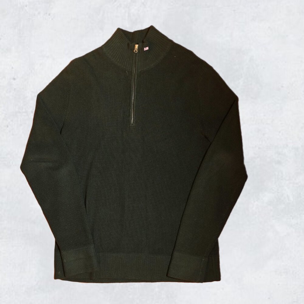 Vintage Sweater Polo Jeans Co. Ralph Lauren Men’s L Olive Green Ribbed 1/4 Zip